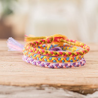 Braided friendship bracelets, 'Cheerful Colors' (set of 3) - 3 Colorful Braided Friendship Bracelets from Guatemala