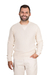 Men's recycled cotton pullover sweater, 'Sporting Elegance in Alabaster' - Men's Alabaster Cotton Pullover Sweater Knit in Guatemala thumbail