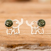 Jade button earrings, 'Serenity Trunks'