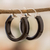 Jade hoop earrings, 'Night Connection' - Modern Black Jade Hoop Earrings with Sterling Silver Clasps (image 2) thumbail