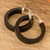 Jade hoop earrings, 'Night Connection' - Modern Black Jade Hoop Earrings with Sterling Silver Clasps (image 2b) thumbail