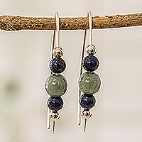 Jade and lapis lazuli drop earrings, 'Energy Mix'