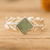Jade single stone ring, 'Serene Laurels' - Leafy Sterling Silver Single Stone Ring with Green Jade Gem (image 2) thumbail
