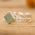 Jade single stone ring, 'Serene Laurels' - Leafy Sterling Silver Single Stone Ring with Green Jade Gem (image 2b) thumbail