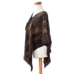 Cotton blend poncho, 'Our Earth' - Handwoven Cotton Blend Poncho in Brown and Green Hues