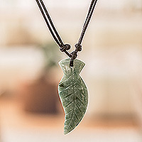 Jade pendant necklace, 'Flying Feather'