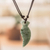 Jade pendant necklace, 'Flying Feather' - Green Jade Feather-Themed Pendant Necklace with Cord (image 2) thumbail