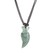 Jade pendant necklace, 'Flying Feather' - Green Jade Feather-Themed Pendant Necklace with Cord thumbail