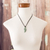 Halskette mit Jade-Anhänger - Grüne Jade-Feder-Anhänger-Halskette mit Kordel
