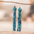 Beaded waterfall earrings, 'Fiesta in Aqua' - Aqua & Blue Glass Beaded Waterfall Earrings with Silver Hook (image 2) thumbail