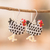 Beaded dangle earrings, 'Happy Hen' - Hen-Shaped Beaded Dangle Earrings with 925 Silver Hooks