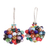 Beaded cluster earrings, 'Multicoloured Joy' - colourful Glass Beaded Cluster Earrings with 925 Silver Hooks
