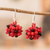 Beaded cluster earrings, 'Red and Black Joy' - Red & Black Glass Beaded Cluster Earrings with Silver Hooks