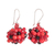 Beaded cluster earrings, 'Red and Black Joy' - Red & Black Glass Beaded Cluster Earrings with Silver Hooks