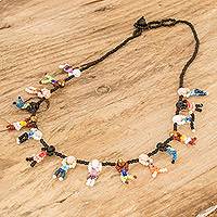 Beaded pendant necklace, 'Carefree'
