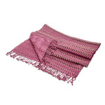 Cotton shawl, 'Magenta Sunday' - Geometric Magenta and Chocolate Cotton Shawl from Guatemala
