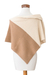 Cotton poncho, 'Antigua Sunrise' - Handcrafted Ivory & Tan Cotton Poncho with Fold-Over Collar