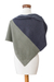 Cotton poncho, 'Atitlán Sunrise' - Handmade Indigo & Olive Cotton Poncho with Fold-Over Collar (image 2c) thumbail
