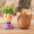 Ceramic flower pot, 'Flourishing Energy' (small) - Painted Floral Purple and Green Ceramic Flower Pot (Small) (image 2j) thumbail