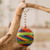 Beaded keychain and bag charm, 'Rainbow Sphere' - Handmade Beaded Keychain and Bag Charm with Nickel Ring