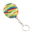 Beaded keychain and bag charm, 'Rainbow Sphere' - Handmade Beaded Keychain and Bag Charm with Nickel Ring