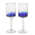 Handblown wine glasses, 'Oceanic Depths' (pair) - Blue-Accented Clear Handblown Wine Glasses (Pair)