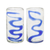 Mundgeblasene Glasbecher, (Paar) - Blau akzentuierte 11 oz mundgeblasene Becher aus recyceltem Glas (Paar)