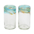 Handblown glass tumblers, 'Aurora' (pair) - Eco-Friendly Handblown Recycled Glass Tumblers (12oz, Pair)