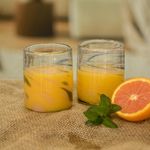 Handblown rocks glasses, 'Violet Essence' (pair) - Blue and Violet Accented Handblown Rocks Glasses (Pair)