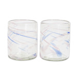 Handblown rocks glasses, 'Violet Essence' (pair) - Blue and Violet Accented Handblown Rocks Glasses (Pair)