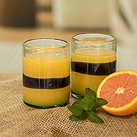 Handblown juice glasses, 'Pacifico' (pair)