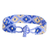 Glass beaded wristband bracelet, 'Dual Delight in Blue' - Handcrafted Blue and Golden Glass Beaded Wristband Bracelet (image 2c) thumbail