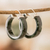 Jade hoop earrings, 'Nature Connection' - Dark Green Jade Hoop Earrings with Sterling Silver Clasps (image 2) thumbail
