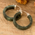 Jade hoop earrings, 'Nature Connection' - Dark Green Jade Hoop Earrings with Sterling Silver Clasps (image 2b) thumbail