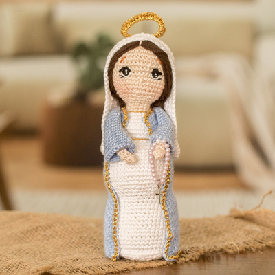 Muñeca decorativa de algodón a crochet - Muñeco Decorativo de Algodón de Ganchillo de la Virgen María