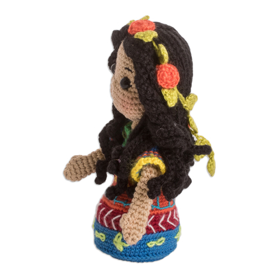 Muñeca decorativa de algodón a crochet - Muñeca decorativa de algodón tejida a ganchillo con atuendo guatemalteco