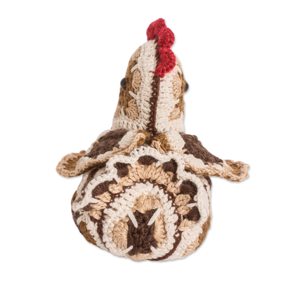 Dekorativer Akzent aus gehäkelter Baumwolle - Deko-Akzent aus gehäkelter Baumwolle mit Blumenmuster und afrikanischer Henne