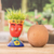 Ceramic flower pot, 'Vivacious Nature' - Whimsical Hand-Painted Red and Blue Ceramic Flower Pot (image 2j) thumbail
