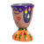 Maceta de cerámica - Caprichosa maceta de cerámica morada y naranja pintada a mano