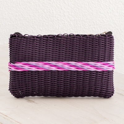 Curated gift box, 'Plush Purple' - Gift Set with Purple Scarf, Handwoven Clutch, and Earrings