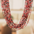 Glass beaded long necklace, 'Sparkling Fire' - Handcrafted Red and Black Glass Beaded Long Necklace (image 2) thumbail