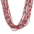 Glass beaded long necklace, 'Sparkling Fire' - Handcrafted Red and Black Glass Beaded Long Necklace thumbail