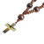 Wood decennary rosary charm bracelet, 'Sacred Faith' - Pinewood Decennary Rosary Bracelet with Pewter Cross Charm