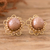 Copper alloy and pearl button earrings, 'Authentic Grace' - Polymer-Coated Copper Alloy and Pearl Floral Button Earrings