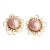 Copper alloy and pearl button earrings, 'Authentic Grace' - Polymer-Coated Copper Alloy and Pearl Floral Button Earrings