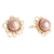 Pendientes de botón de aleación de cobre y perlas - Pendientes de botón florales de perlas y aleación de cobre recubierta de polímero