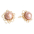 Copper alloy and pearl button earrings, 'Authentic Grace' - Polymer-Coated Copper Alloy and Pearl Floral Button Earrings