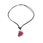 Natural flower pendant necklace, 'Kindness Dahlia' - Purple Natural Dahlia Flower and Resin Pendant Necklace