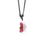 Natural flower pendant necklace, 'Kindness Dahlia' - Purple Natural Dahlia Flower and Resin Pendant Necklace