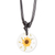 Natural flower pendant necklace, 'Loyalty Sunflower' - Round Yellow Natural Sunflower and Resin Pendant Necklace